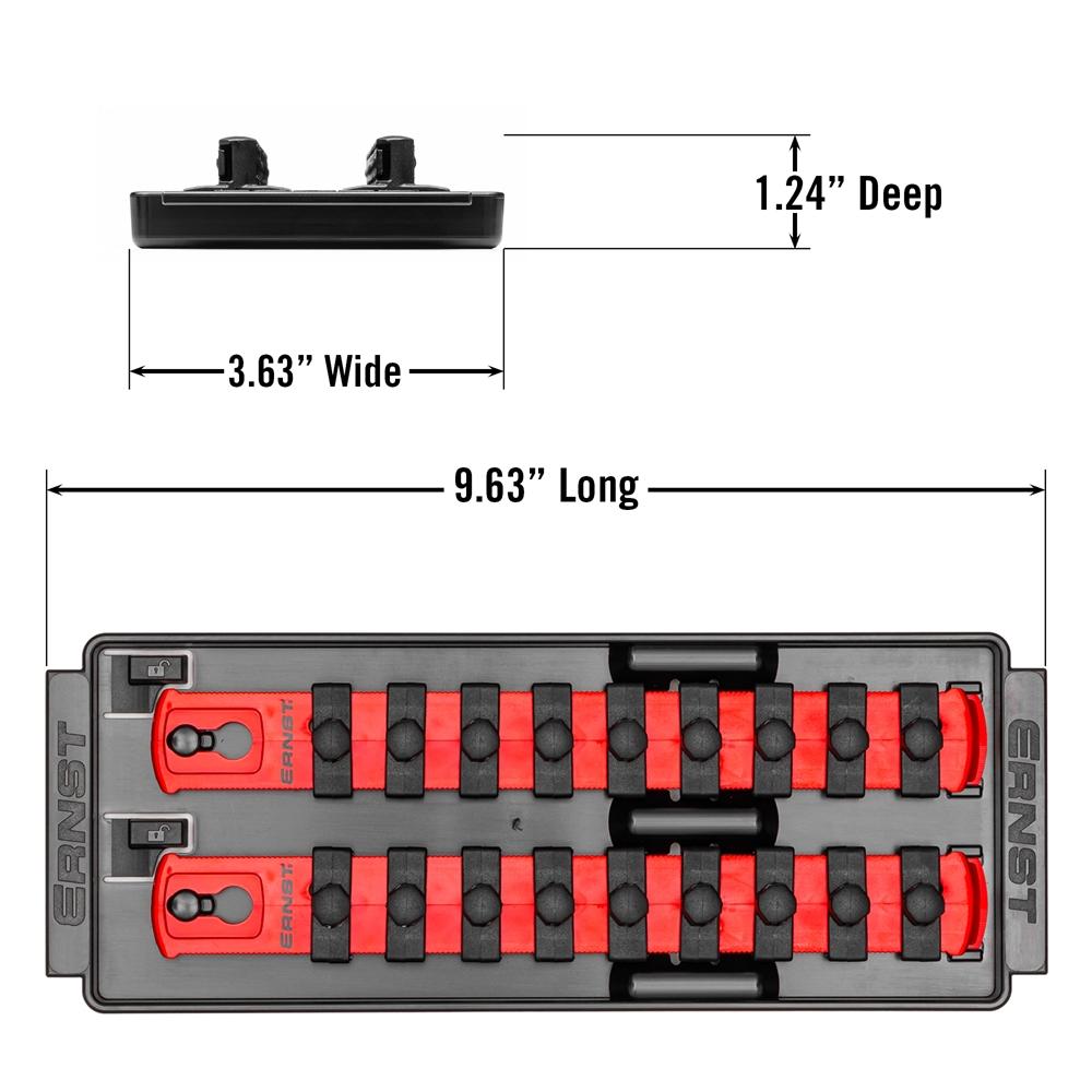 Ernst 8553 3/8" Socket Boss Storage Organiser 2-Rail Twist Lock 8" Red