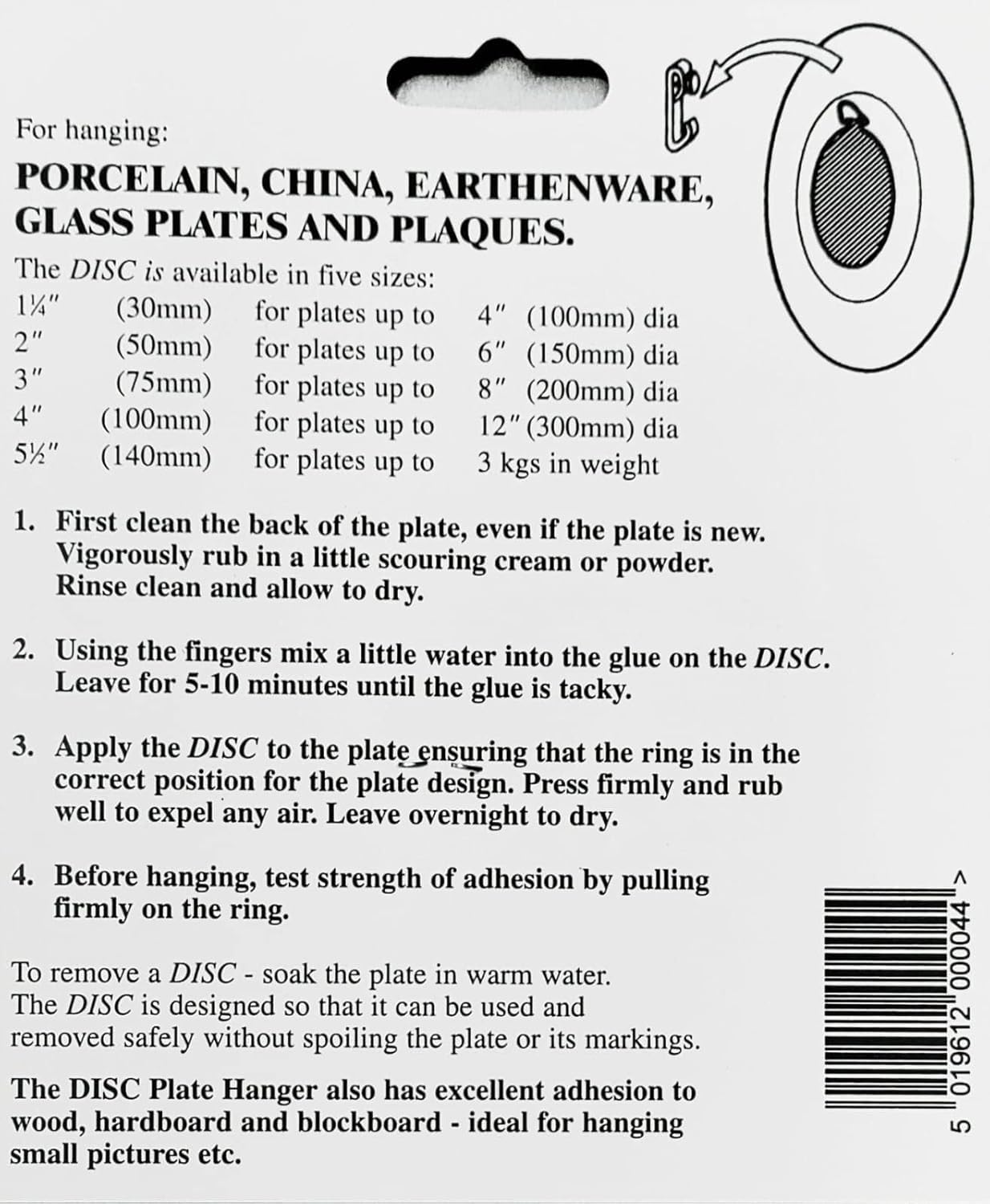 Disc Plate Hangar for Walls - Invisible Self Adhesive Plate Holder 5 Pack (3"/75mm)