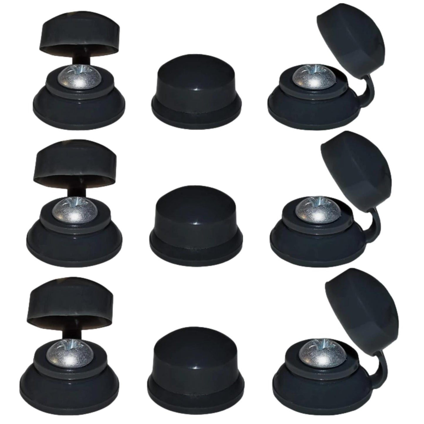 Corrugated Roofing Screw Strap Caps Black Plastic (500 Pack)