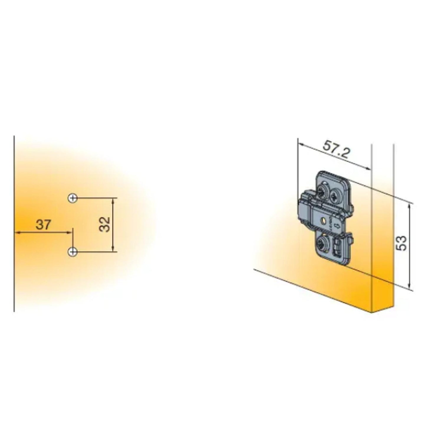Titus T-Type Adjustable Hinge Mounting Plate Black 700-0KC0-068