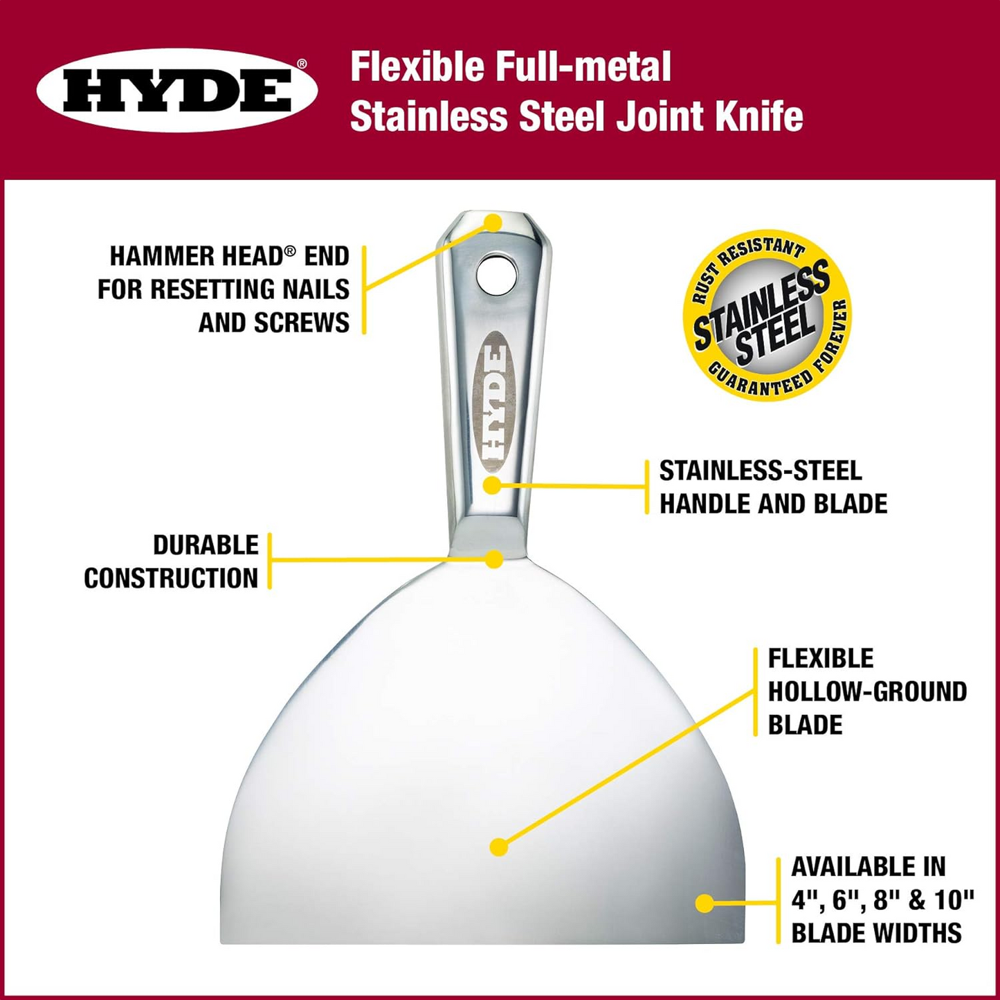 Hyde All Metal Stainless Steel Joint Knife 254mm / 10"