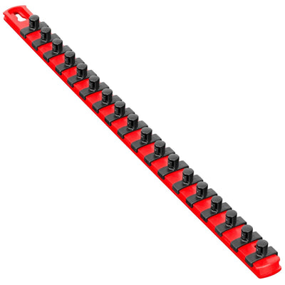 Ernst 13-Inch Socket Rail Organizer with 14 3/8-Inch Twist Lock Clips, Red (8415)