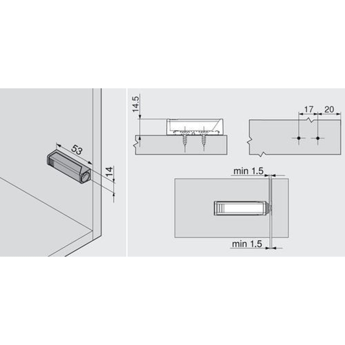 Blum Tip-On Adapter Short White 956.1201.SW