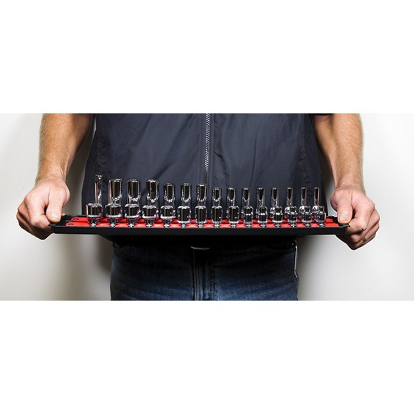 Ernst 8450 3-Rail Socket Boss Storage Organiser Rail® 18" Red