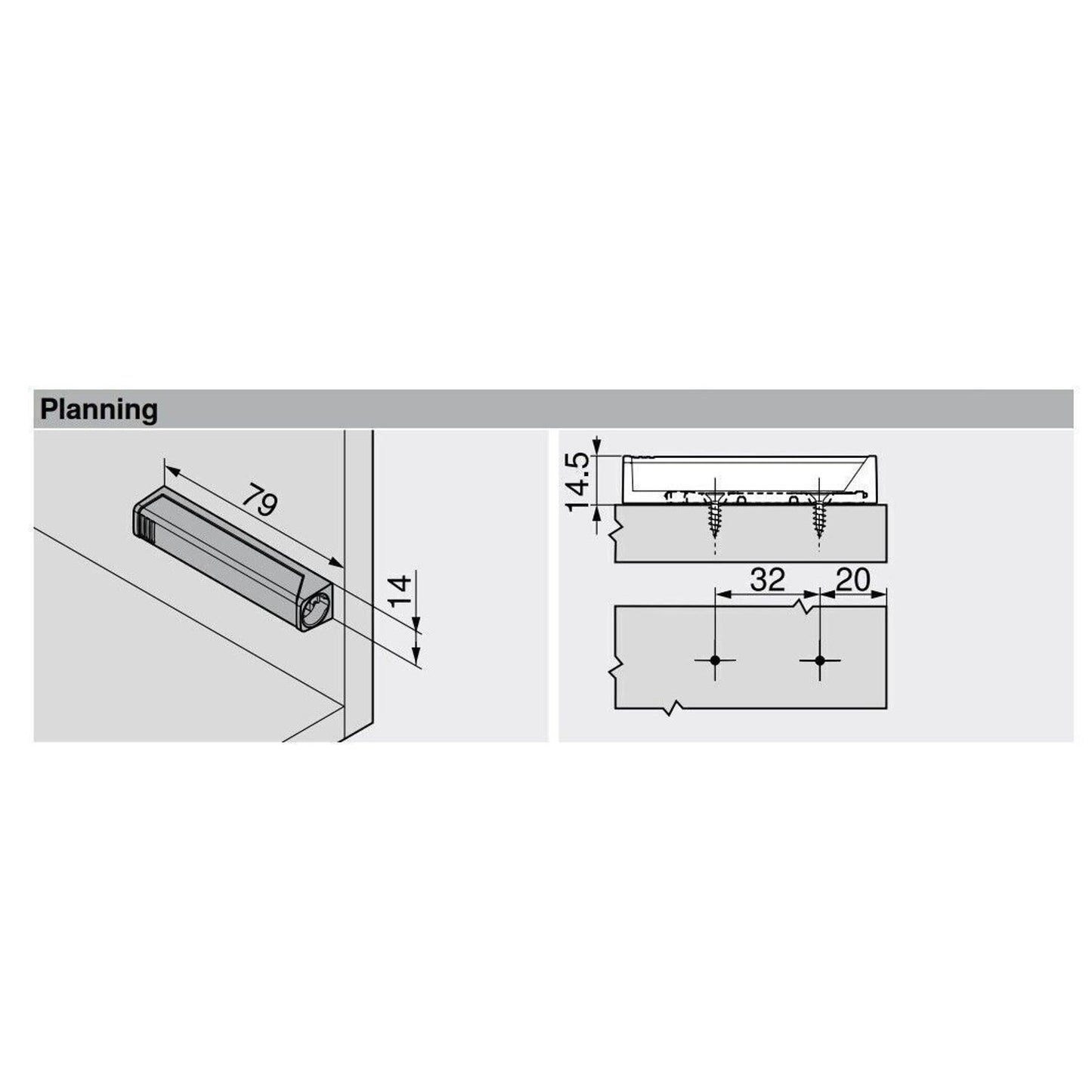 Blum Tip-On Adapter Long Grey 956A1201