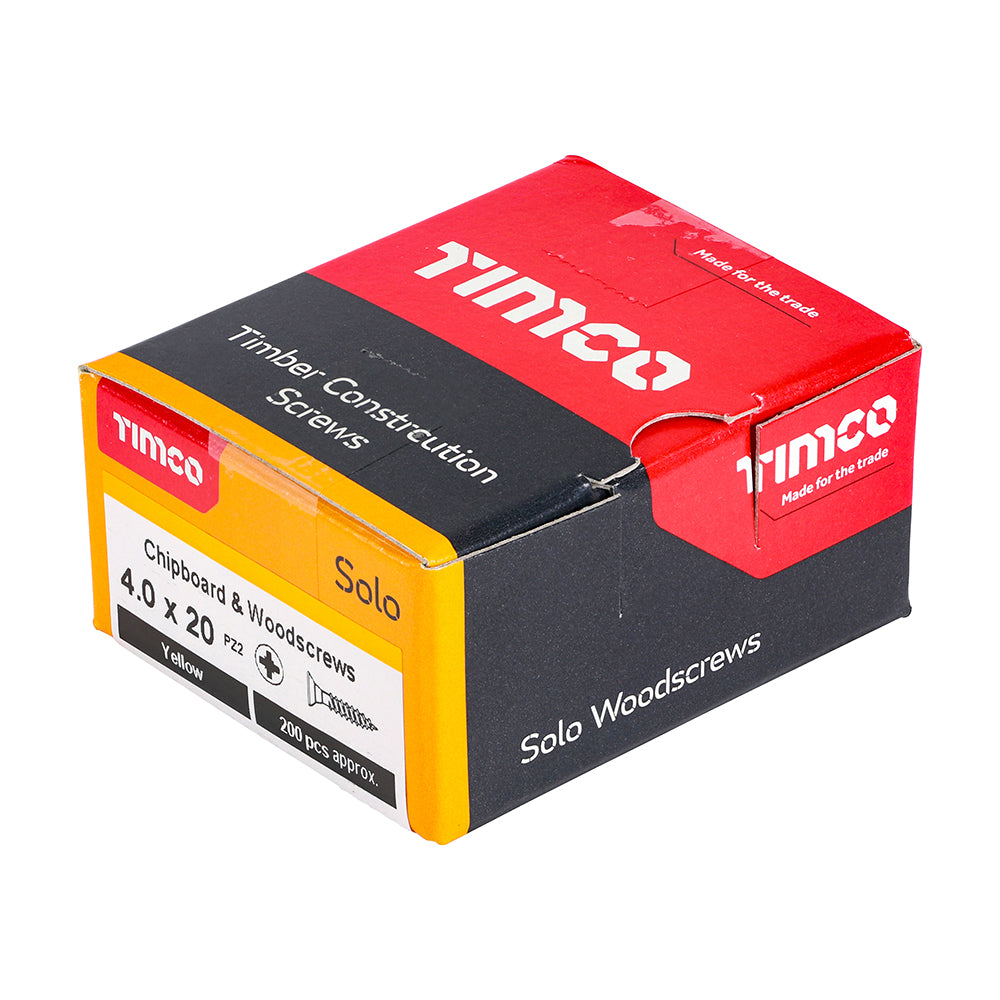 TimCo 4.0 x 20mm Yellow Wood Screw Pozi CS (200 Pack)