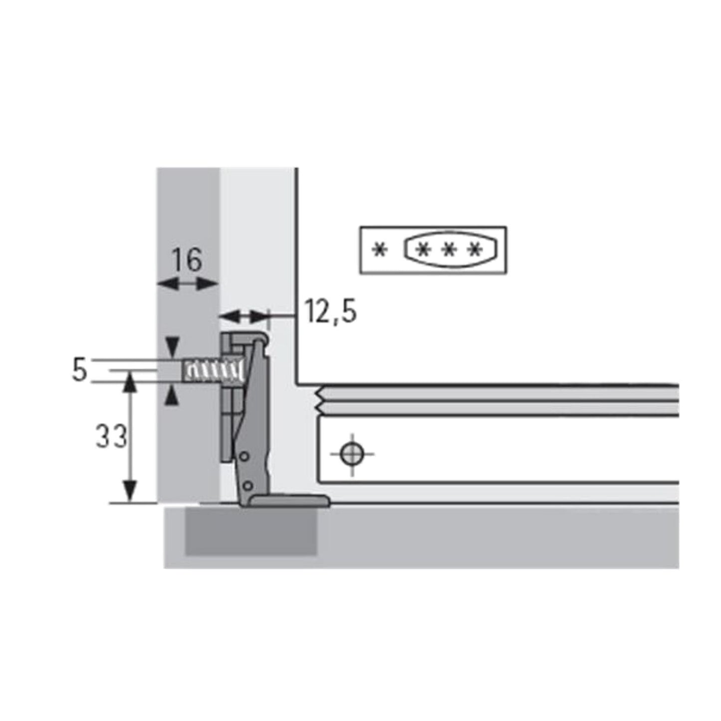 Hettich 0072134 Refrigerator Hinge and Mounting Plate ET582 T22
