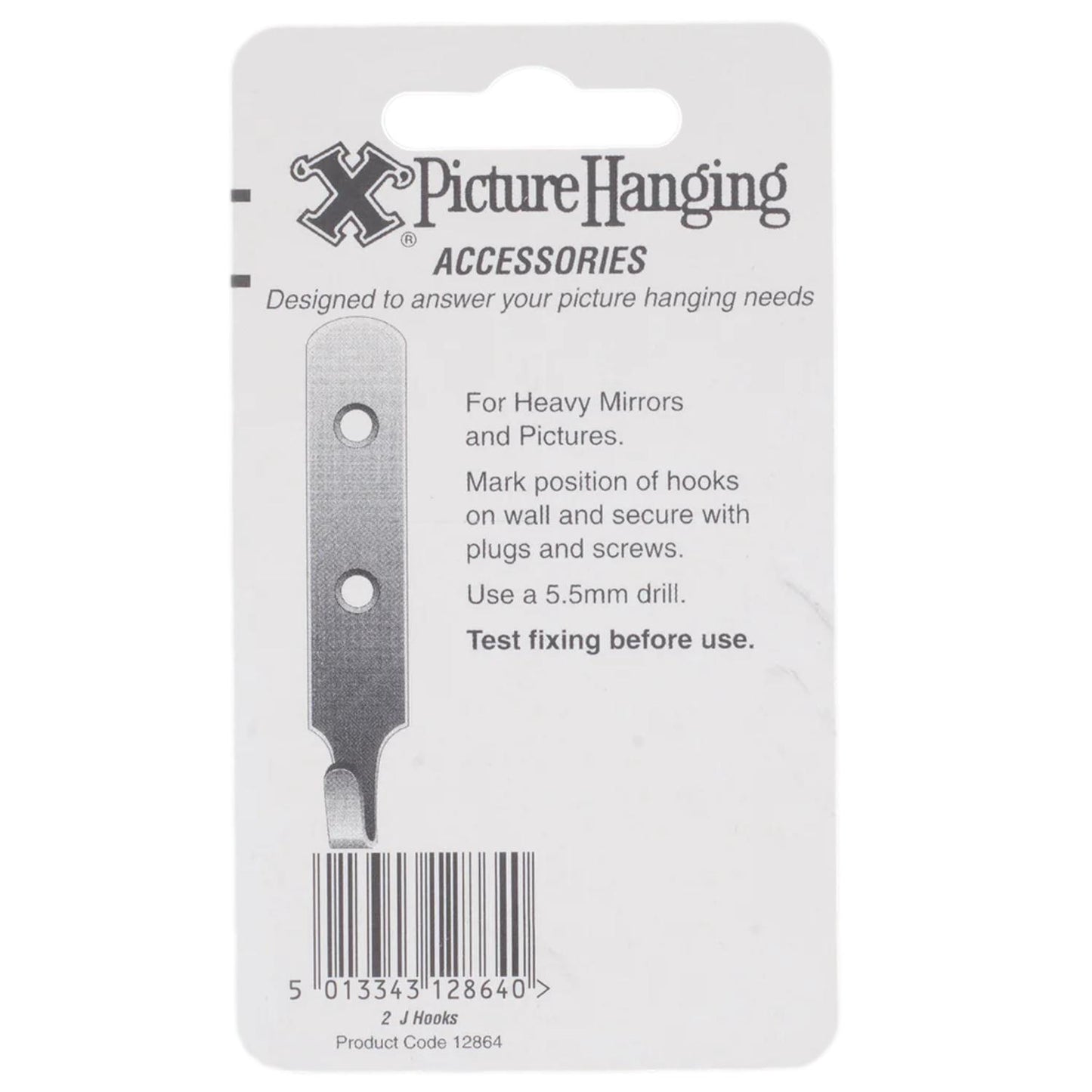 X-Hooks Brass Heavy Duty J Picture Hooks (2 pack)
