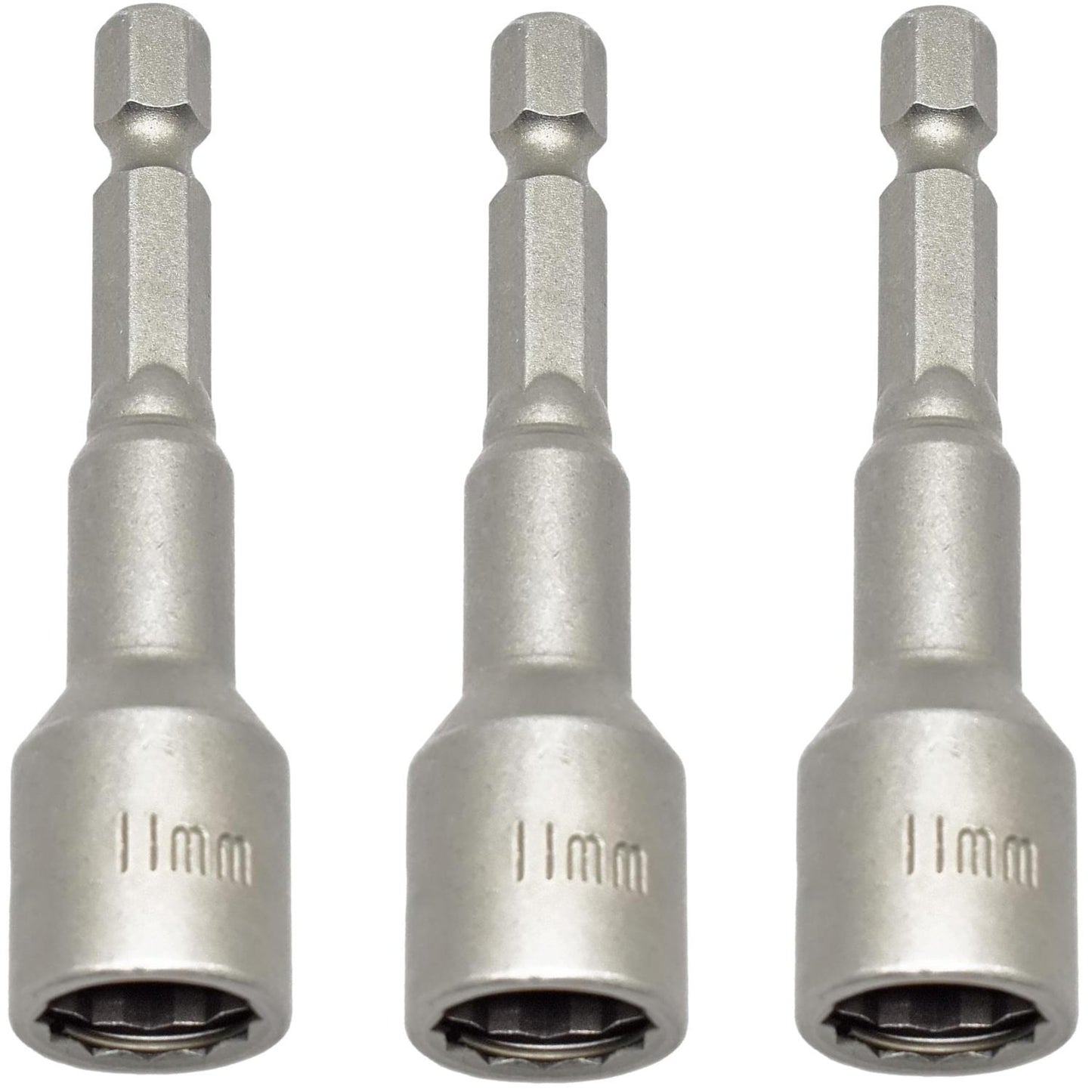 Taskar 11mm Bi-Hex Socket 65mm Long 1/4" Drive + Retaining Clip (20 Pack)