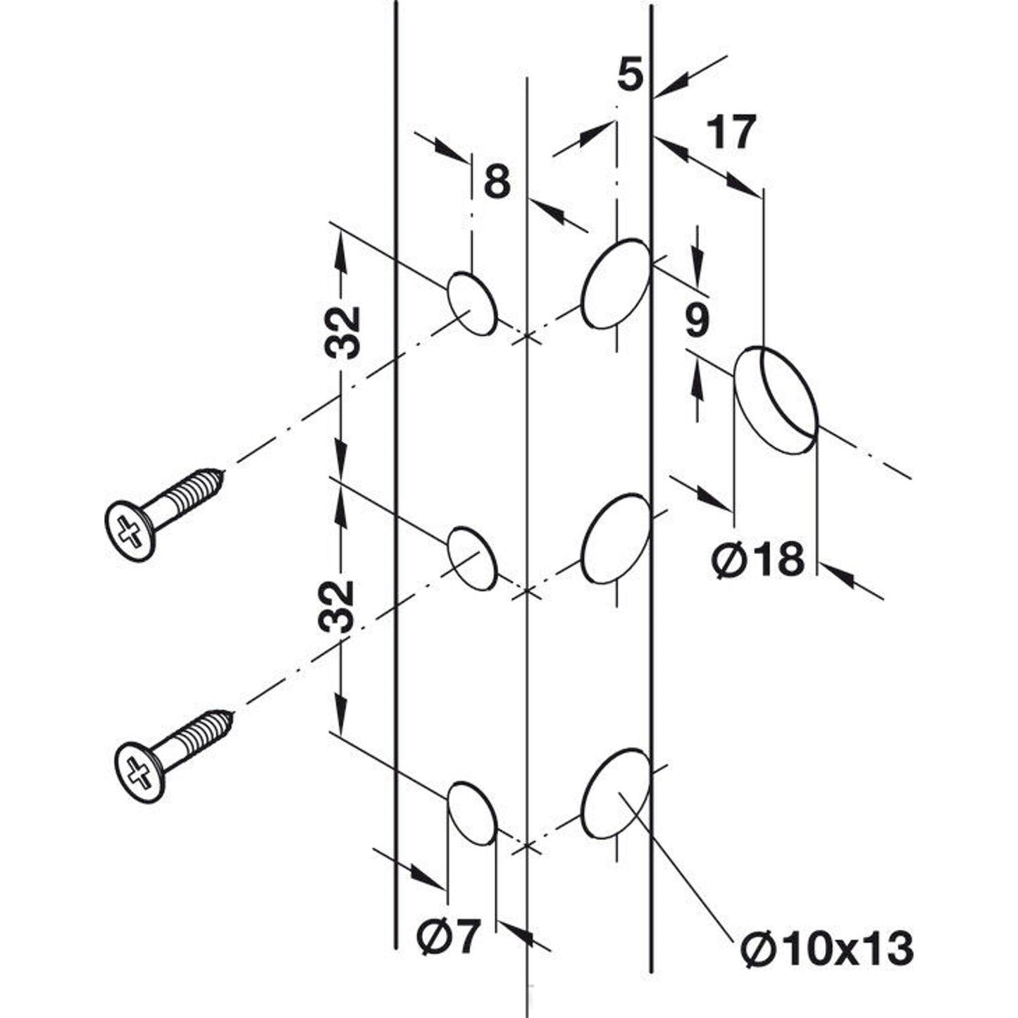 Hettich SAH 216 Cabinet Hanger Set Left & Right