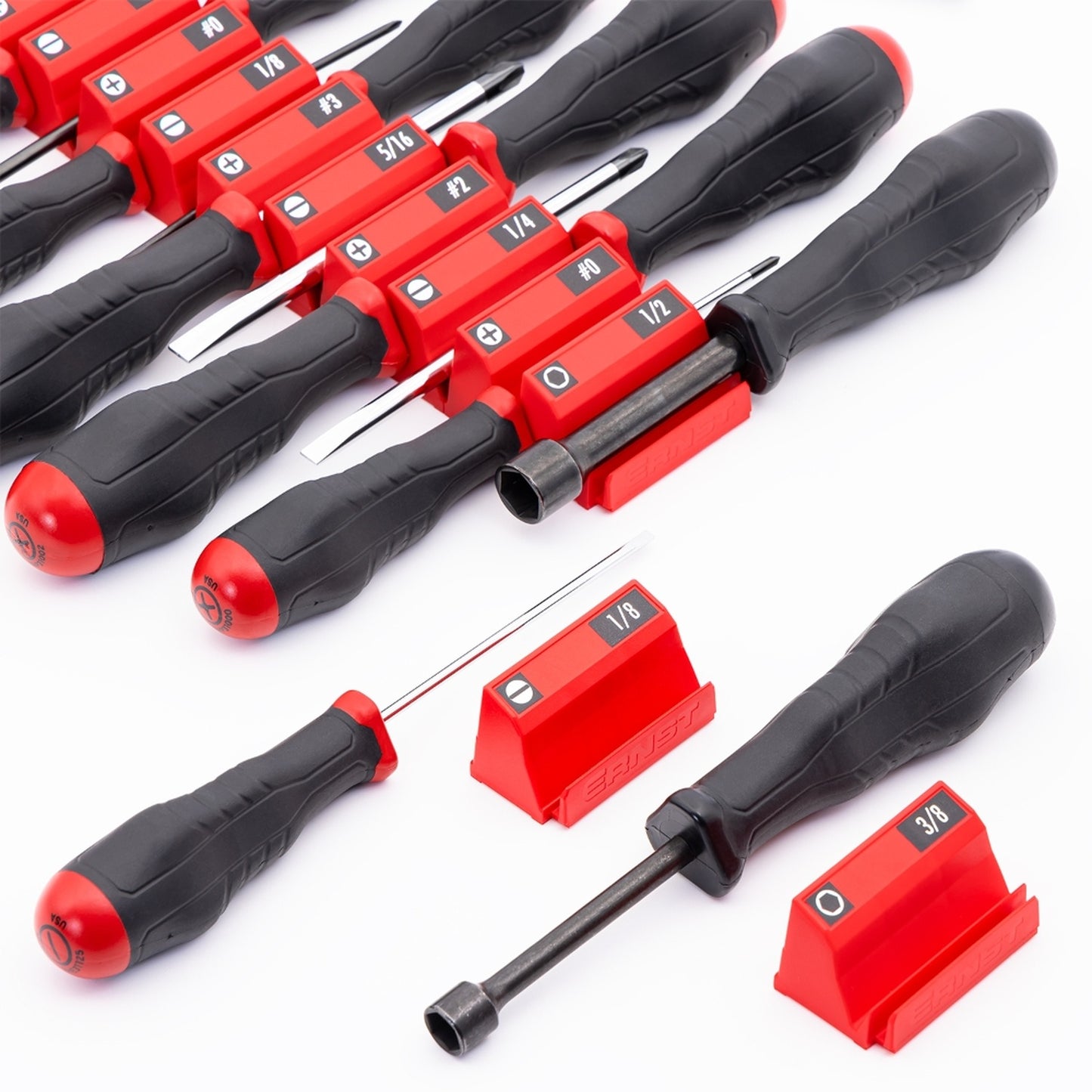 Ernst 5651M Screwdriver Pro XL 14 Tool Magnetic Storage Organiser Red