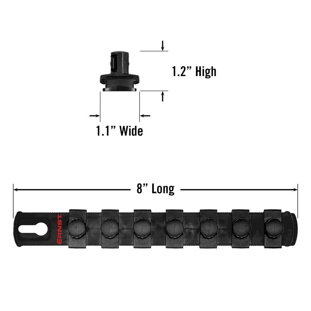 Ernst 8428 8" Socket Organiser with 7 1/2" Twist Lock Clips, Black