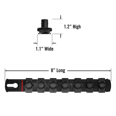 Ernst 8428 8" Socket Organiser with 7 1/2" Twist Lock Clips, Black