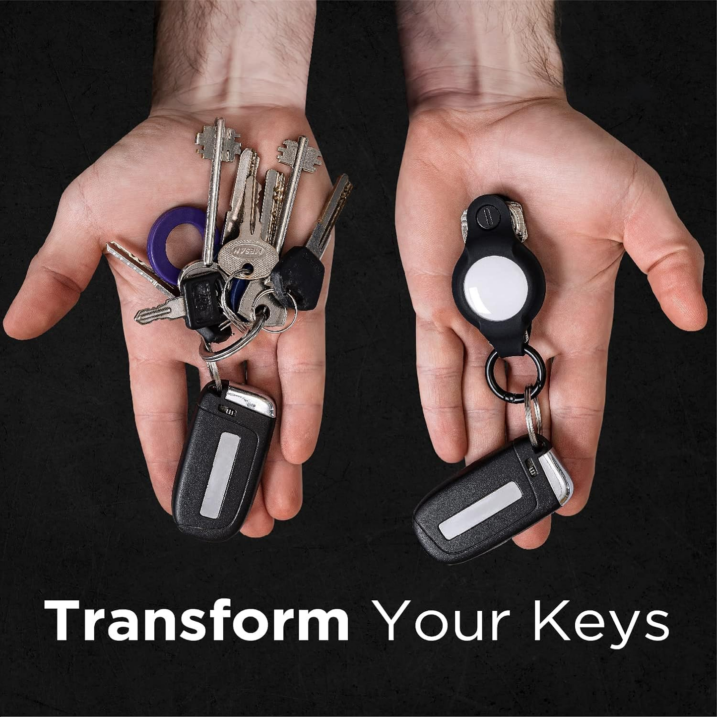 KeySmart Air Flex Keyring Key Holder Organiser Silicone Black For Apple Airtag