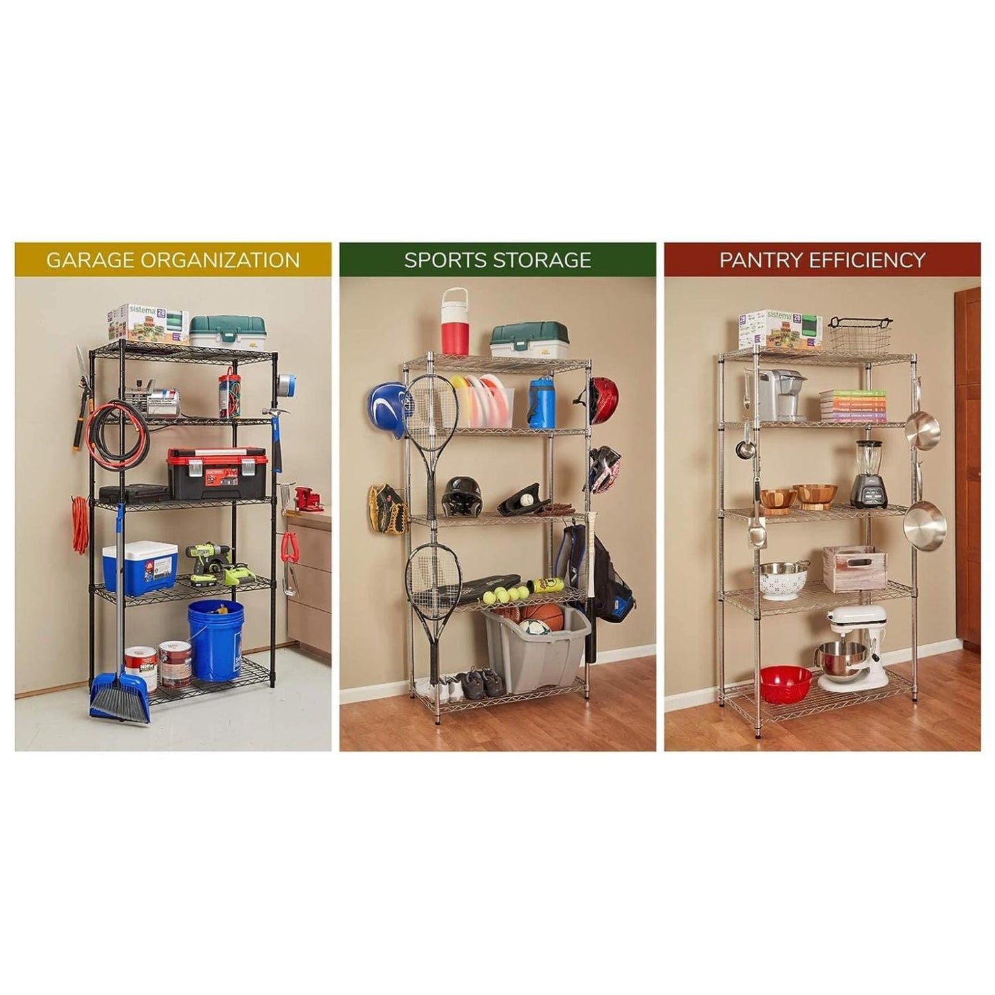 PoleHooks Chrome Wire Shelving Hooks Variety Pack (5 Pack)