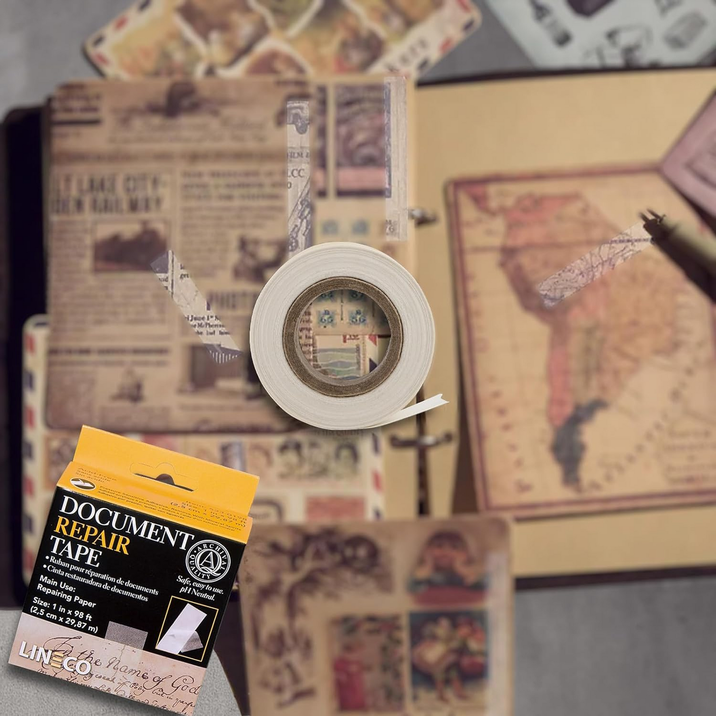 Lineco Transparent Document Repair Tape Self Adhesive 2.5cm x 30m