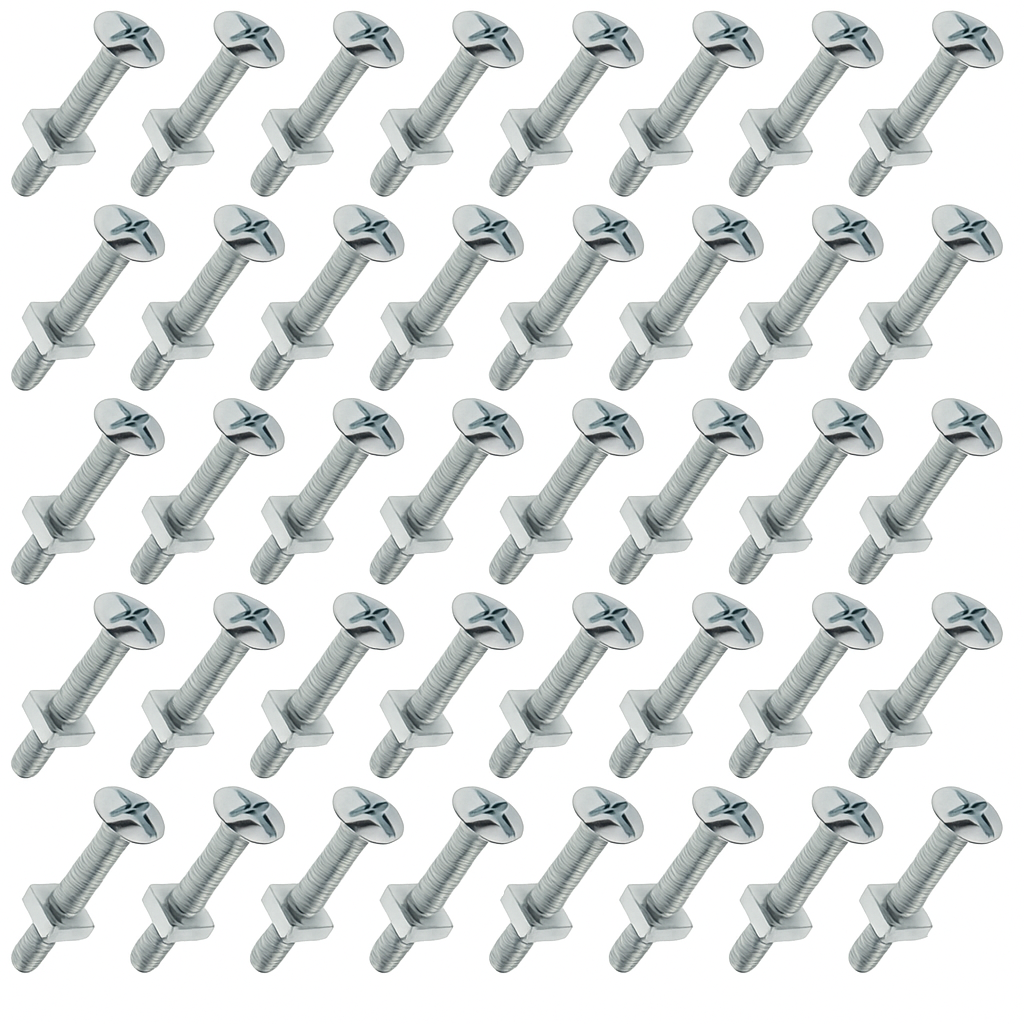 MetalMate M6 x 40mm Roofing Bolt & Square Nut Zinc (100 Pack)