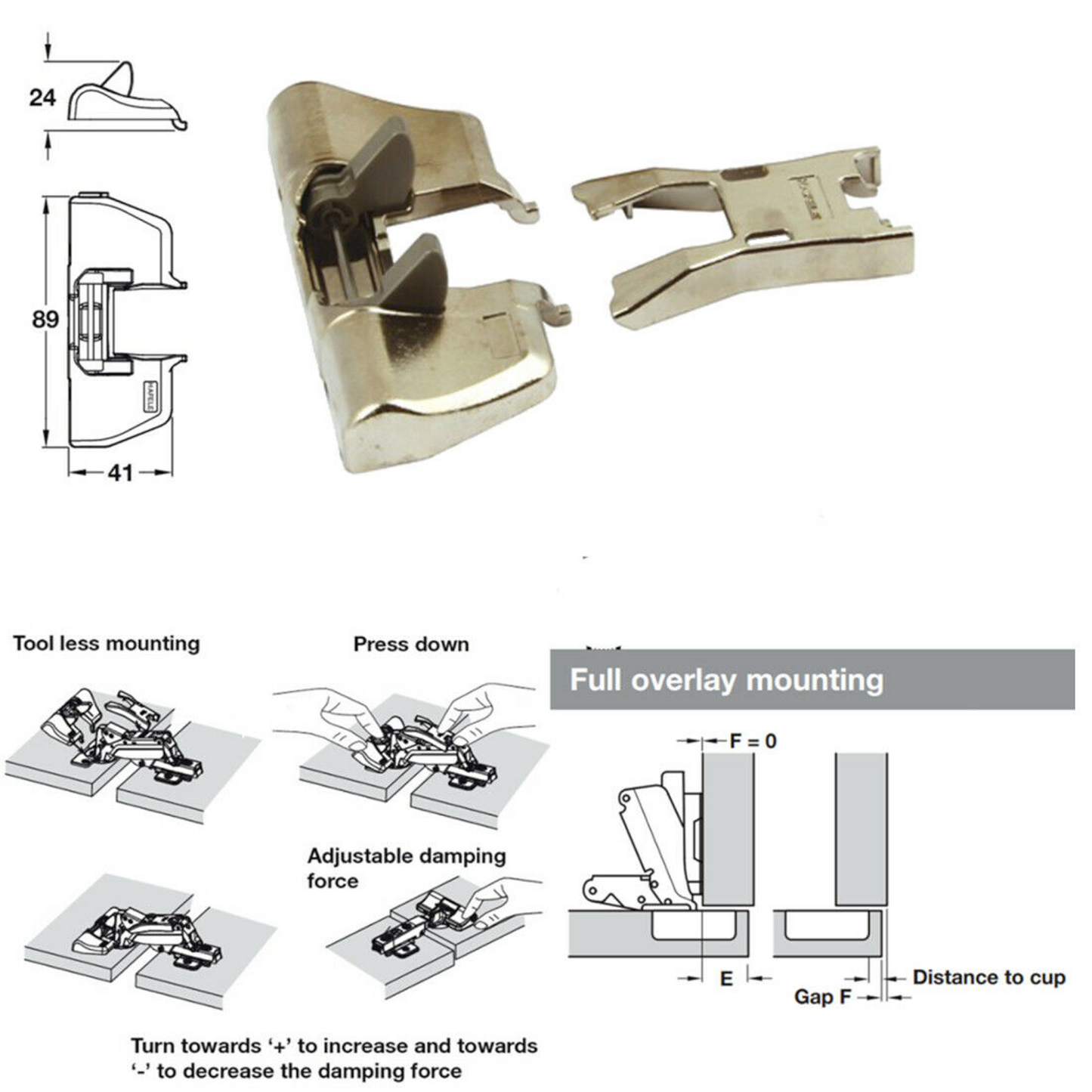 Hafele Titus Hinge Add On Soft Close Damper - 165 Degree Hinges