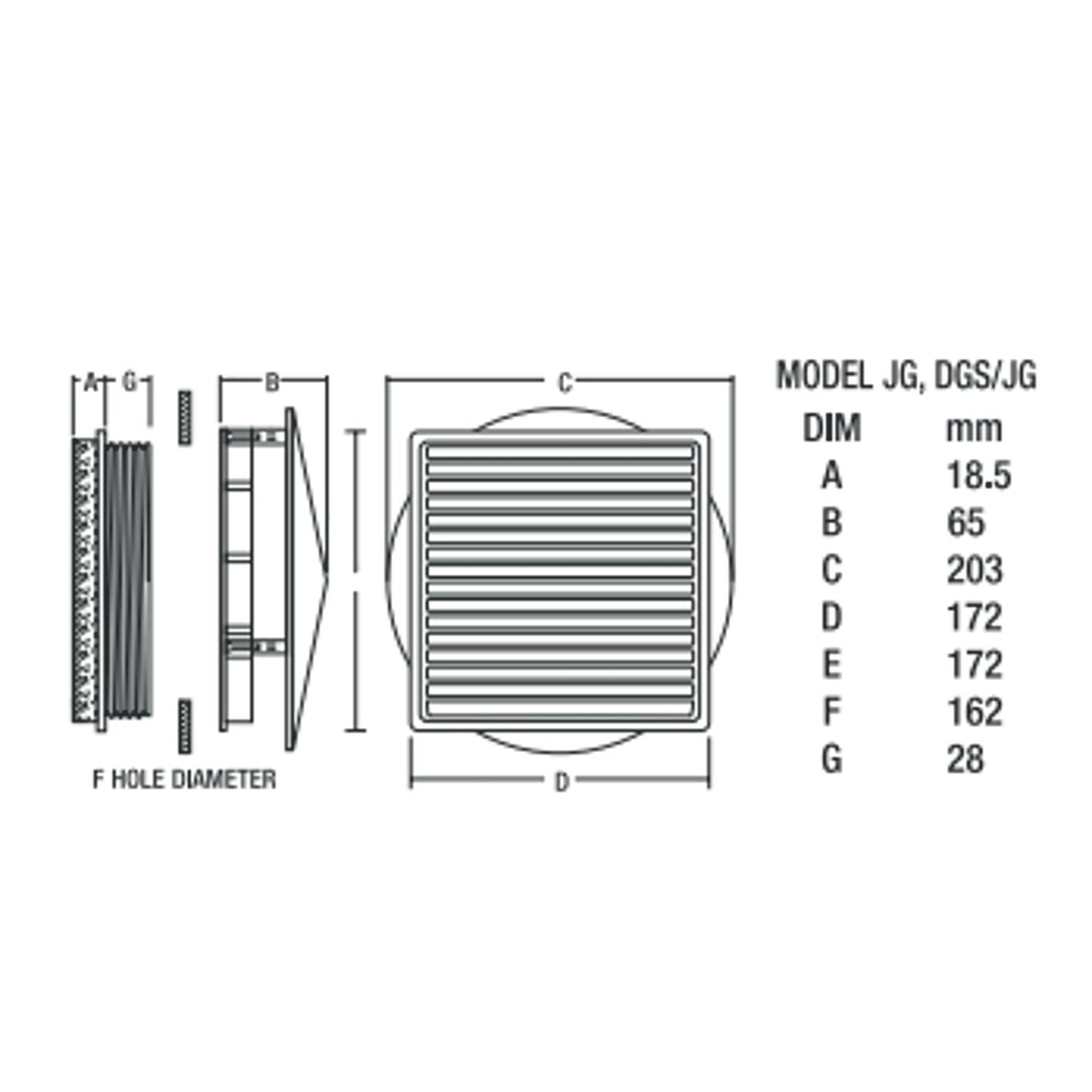 Simon Vent-A-Matic Static Window Ventilator with Stormguard 162mm JG