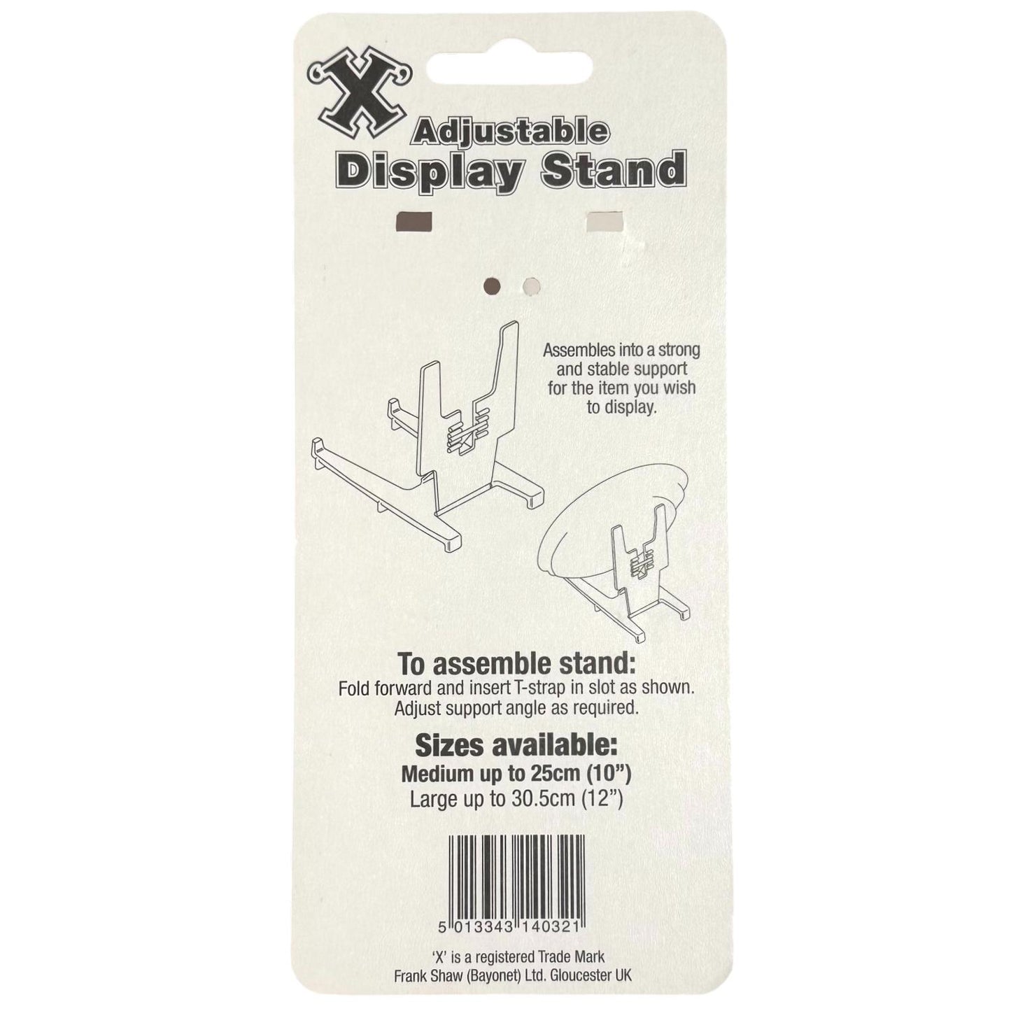 X Medium Adjustable Display Stand For Plates, Books, Photos, Mats 25cm