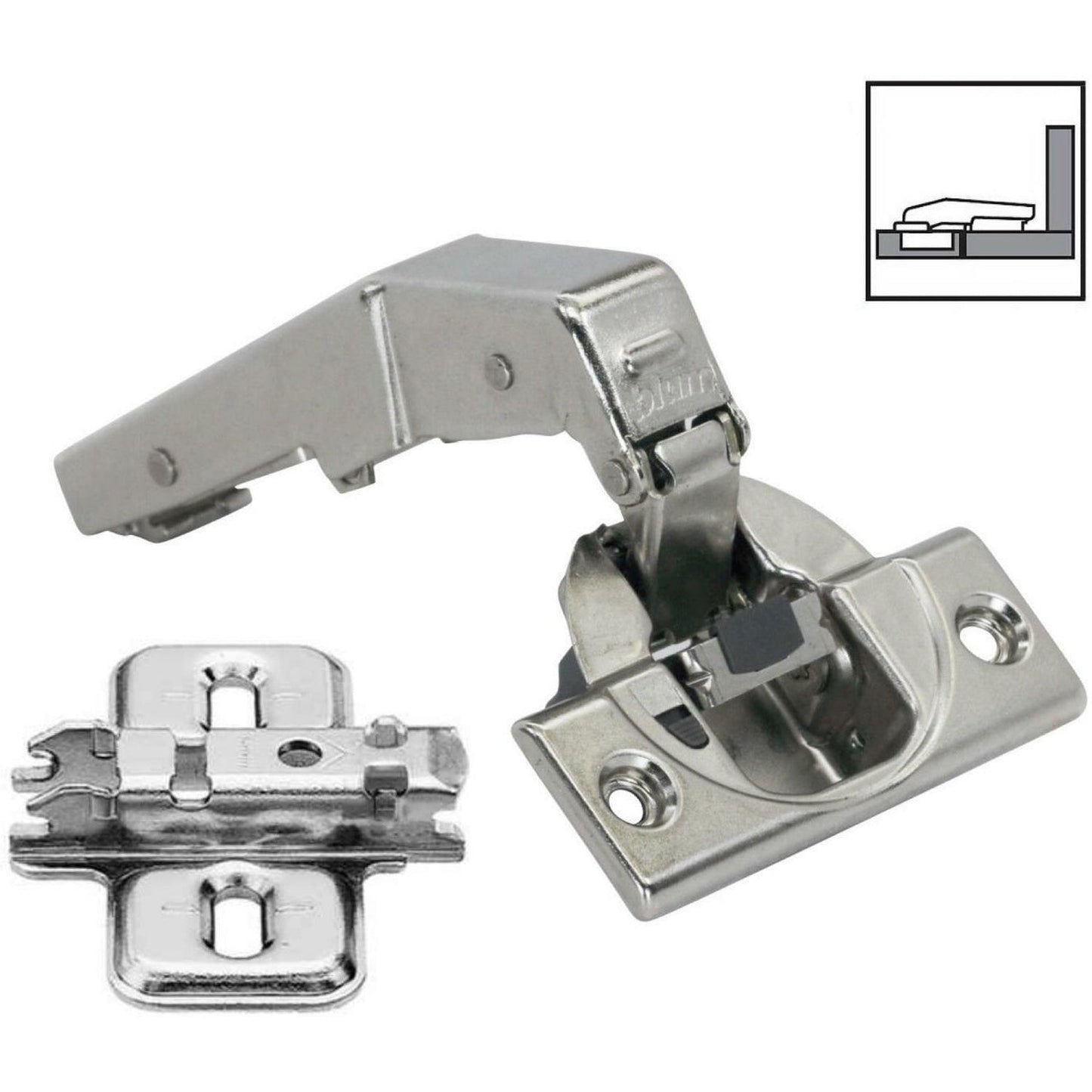 Blum 79B9550 95° Clip On Soft Close Inset Blind Corner Sprung Hinge & 173L6130 Mounting Plate (2 pack)