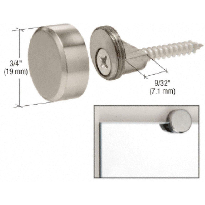 CRL Brushed Nickel Brass Round Mirror Edge Fixings x 4 6mm