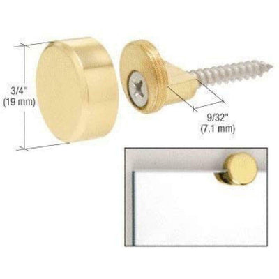 CRL Polished Brass Round Mirror Edge Fixings x 4 6mm