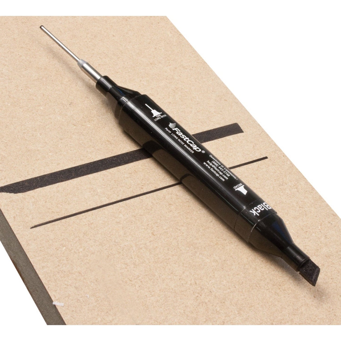 FastCap 2-in-1 Long Nosed & Chisel Tip Marker Black 28mm