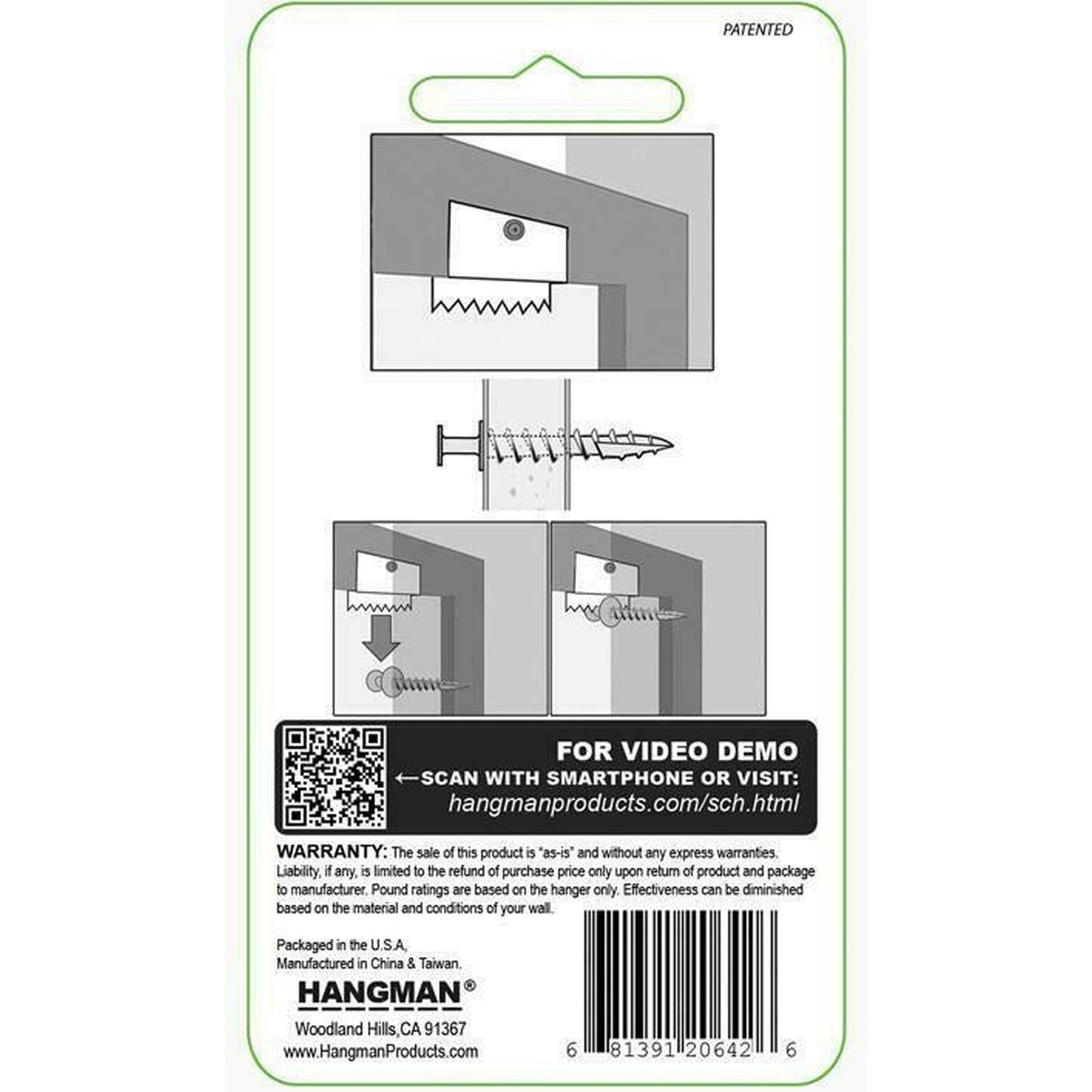 Hangman Flush Mount Self Levelling Canvas Picture Hanger SCH2