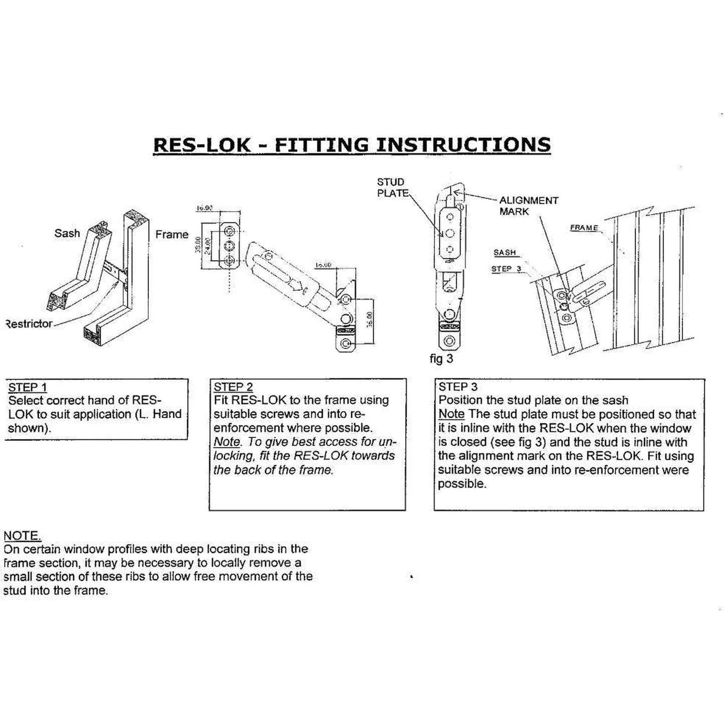 JBC RES-LOK Concealed Locking Window Opening Restrictor Kit - Right Hand