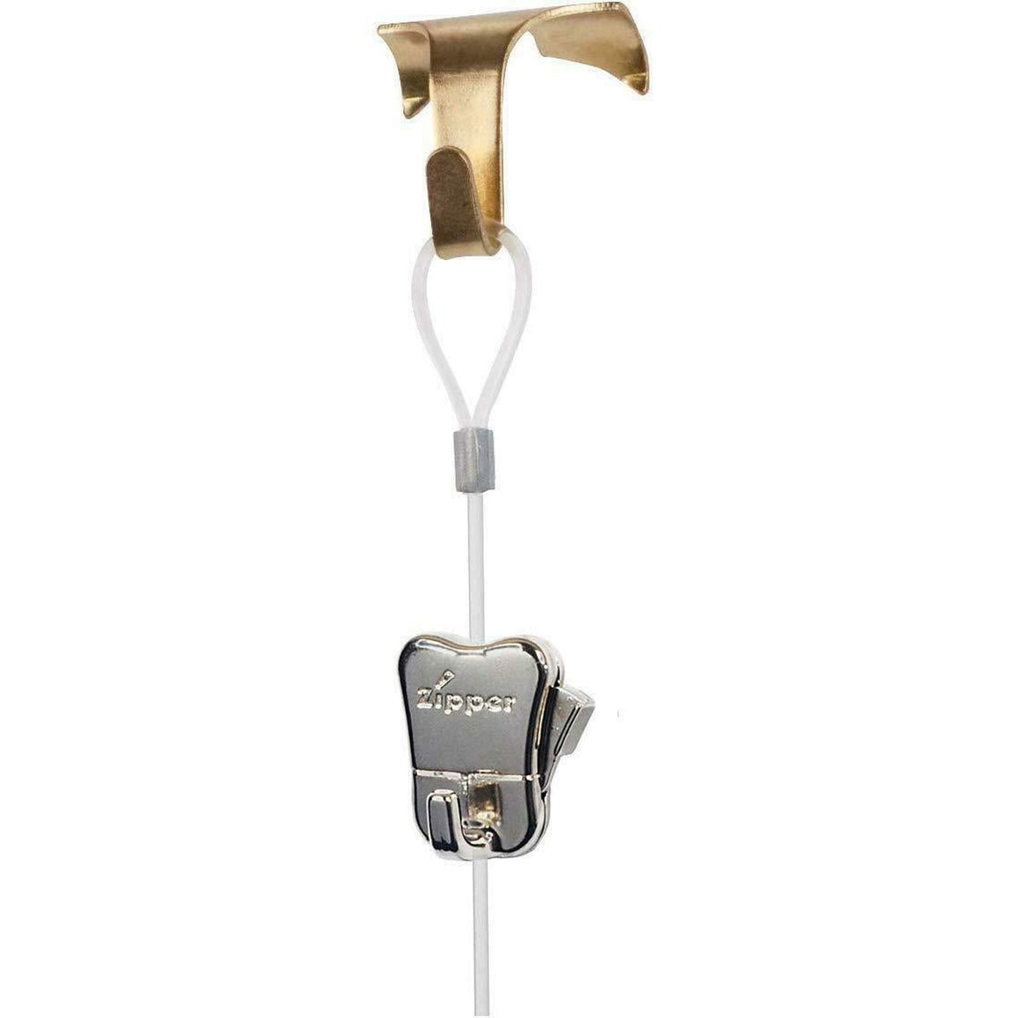 STAS Picture Rail Moulding Hook, Zipper & Perlon Cord (Brass/2 Pack)