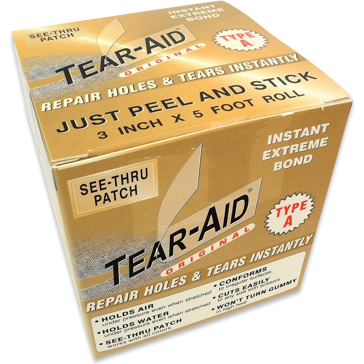 Tear Aid Type A 3" x 5ft Roll (75mm x 1.5m) Fabric Repair For Tents, Canvas Etc
