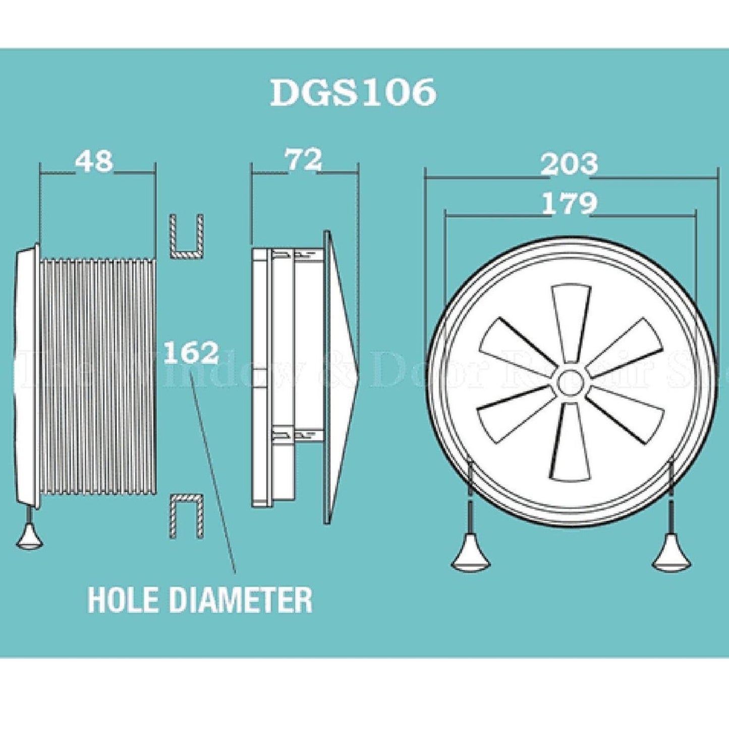 Simon Vent-A-Matic Rotary Window Fan 162mm Model DGS106 Cord Operated