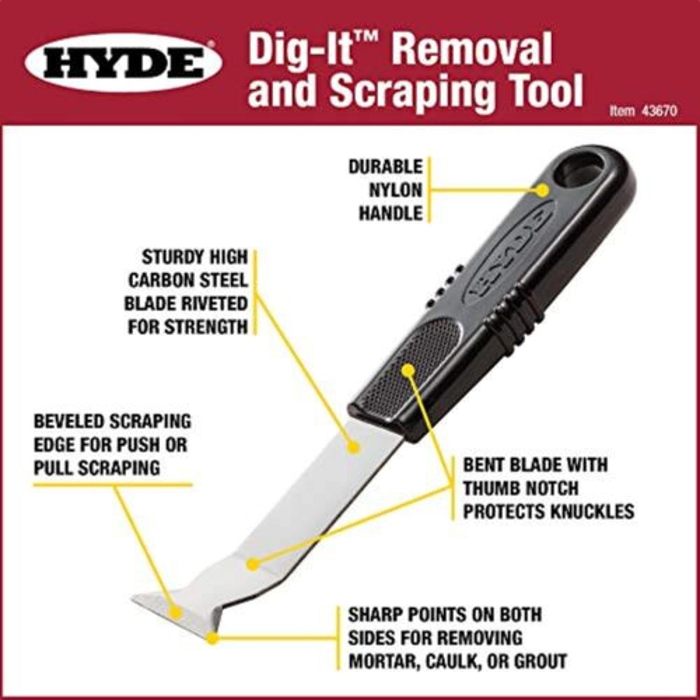Hyde DIG-IT Multi Removal & Scraping Tool Paint, Grout, Mortar Etc