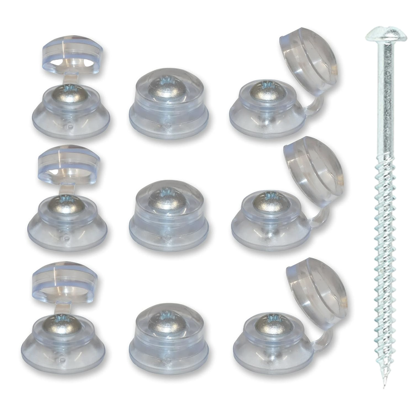 Clear Roofing Strap Caps & 2" Woodscrews (100 Pack)