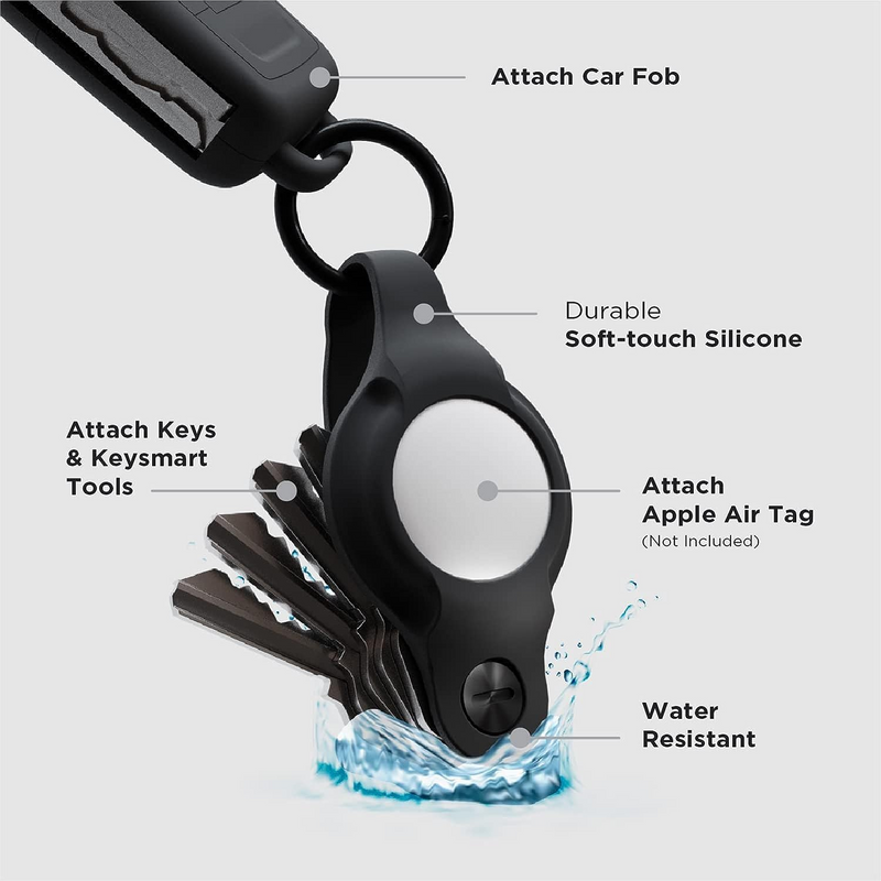 KeySmart Air Flex Keyring Key Holder Organiser Silicone Black For Apple Airtag