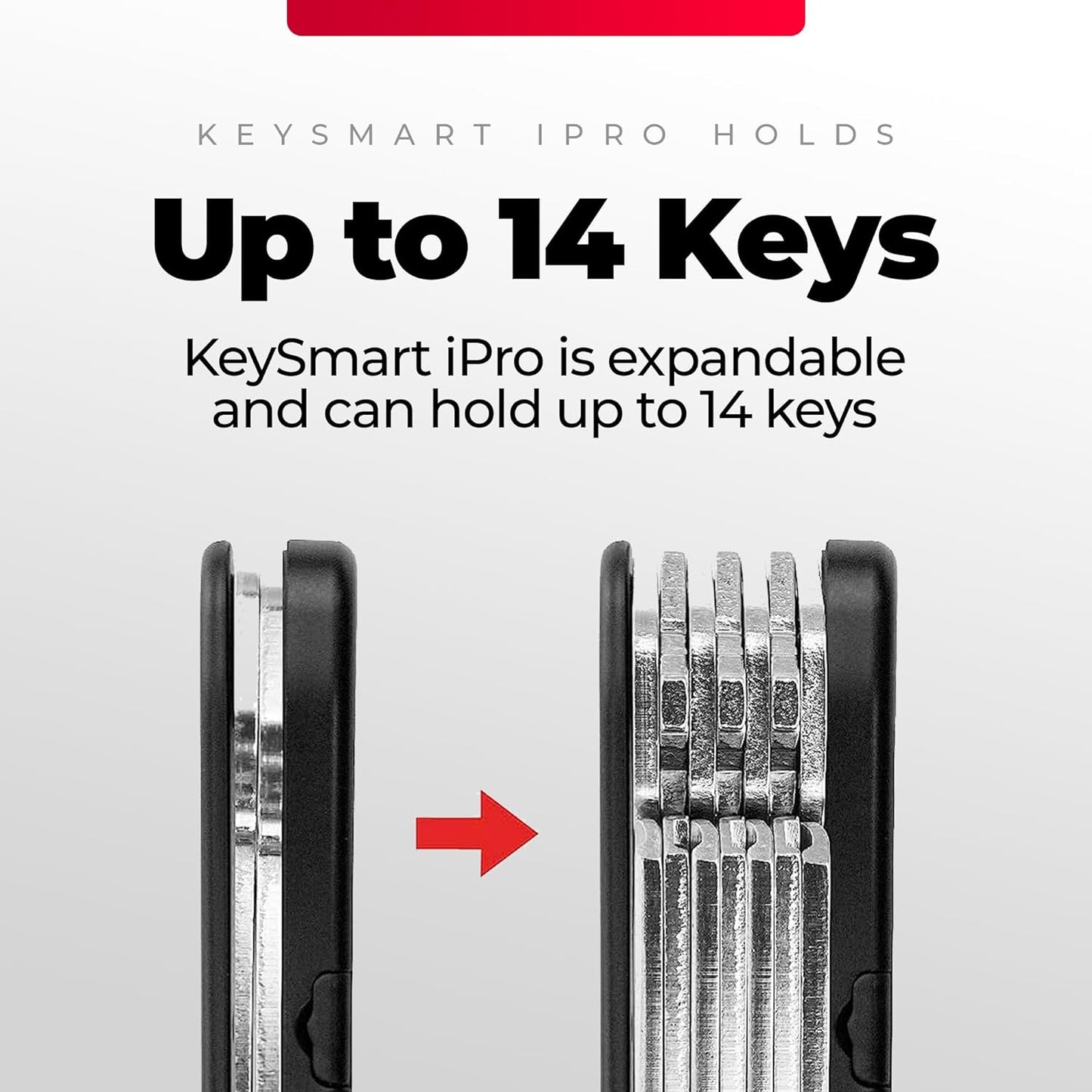 KeySmart iPro Keyring Tracker & Key Holder Organiser Multitool Black