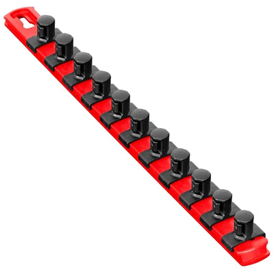 Ernst Manufacturing 13-Inch Socket Organizer with 11 1/2-Inch Twist Lock Clips, Red