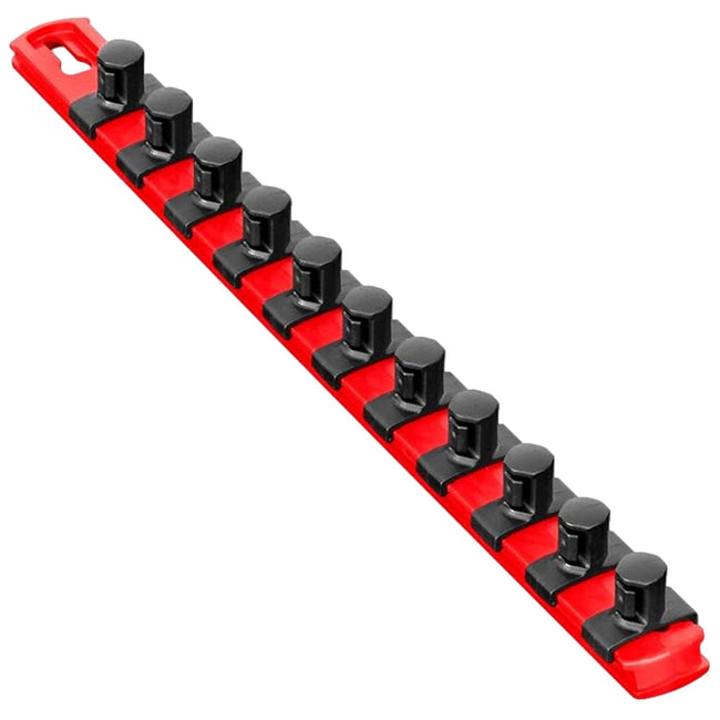 Ernst Manufacturing 13-Inch Socket Organizer with 11 1/2-Inch Twist Lock Clips, Red