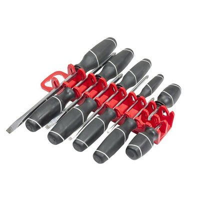 Ernst 10 Tool Screwdriver Storage Organiser Gripper Red 5310