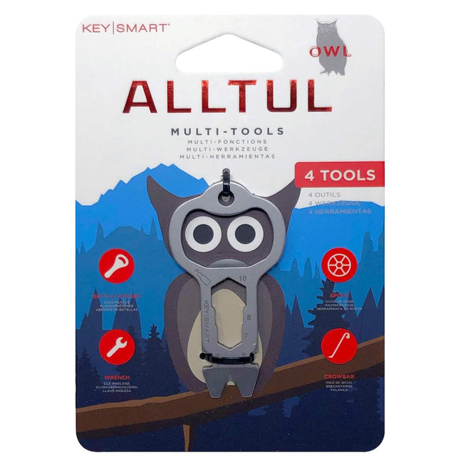 KeySmart Alltul Multi-tool Owl for Keyring & Wallet Stainless Steel