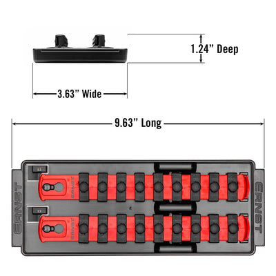 Ernst 8552 1/4" Socket Boss Storage Organiser 2-Rail Twist Lock 8" Red