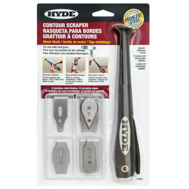 Hyde Heat Safe Contour Paint Scraper 6 Stainless Steel Blades 10460