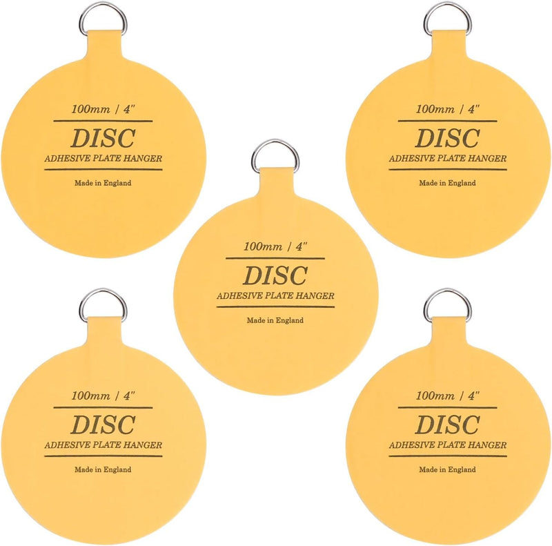 Disc Plate Hangar for Walls - Invisible Self Adhesive Plate Holder 5 Pack (4"/100mm)