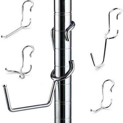 PoleHooks Chrome Wire Shelving Hooks Variety Pack (5 Pack)