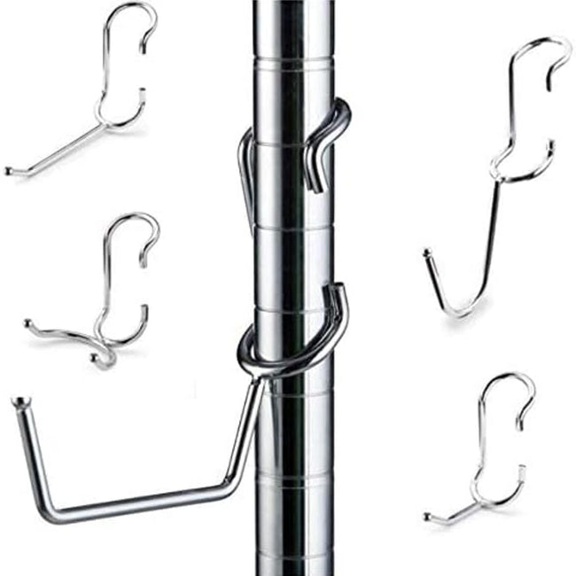 PoleHooks Chrome Wire Shelving Hooks Variety Pack (5 Pack)