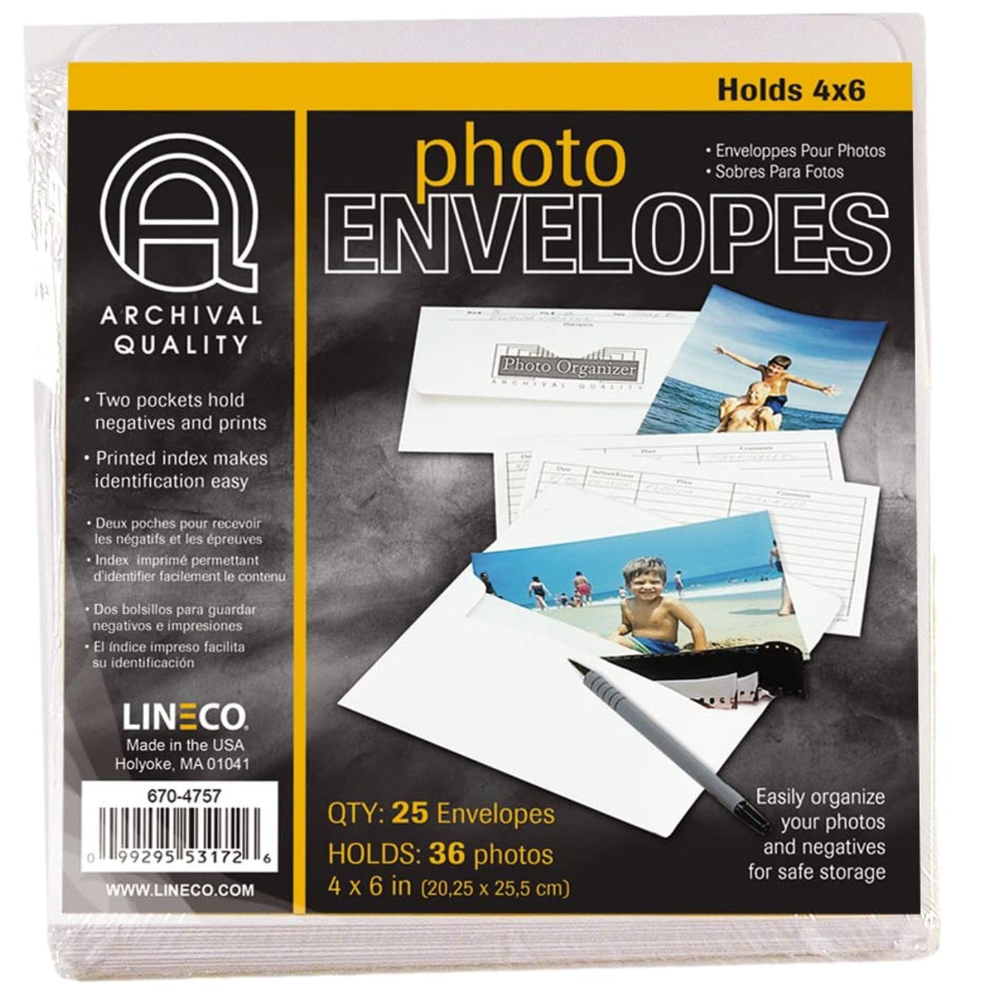 Lineco Photo Storage Envelopes 4 x 6" 25 Pack