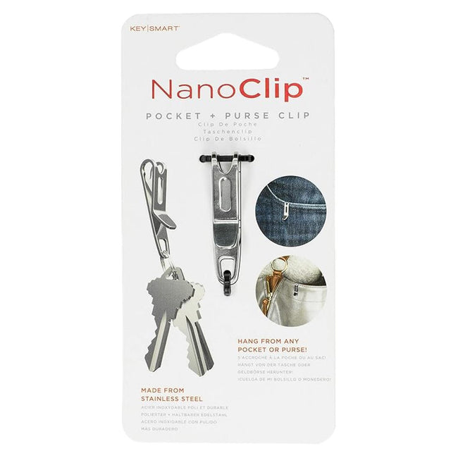 KeySmart NanoClip Pocket Purse Key Clip Keyring Stainless Steel