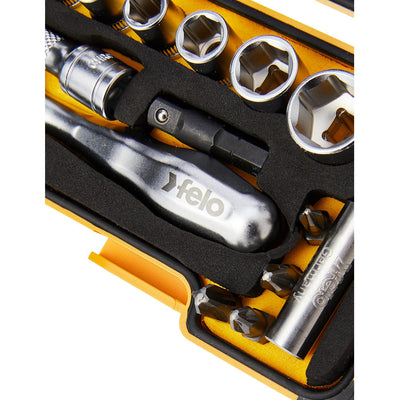 Felo Mini Ratchet Socket Bit Set XS Strongbox 18 Piece