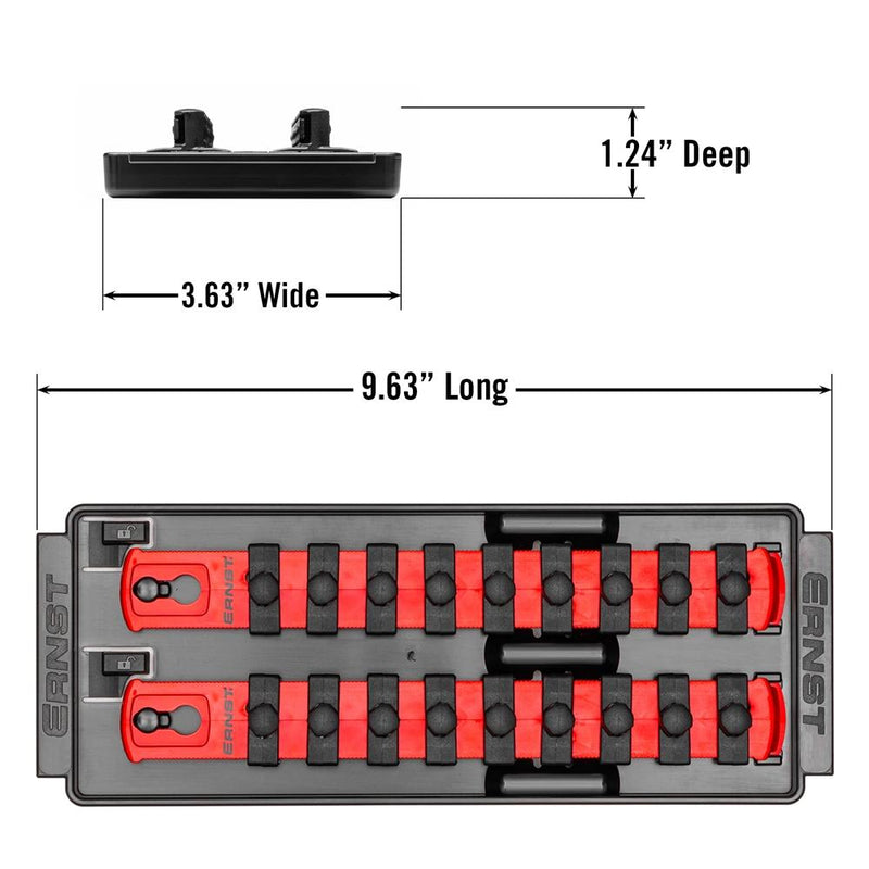 Ernst 8553 3/8" Socket Boss Storage Organiser 2-Rail Twist Lock 8" Red